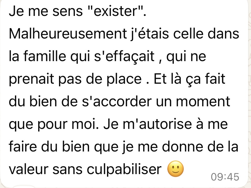 message d'une cliente