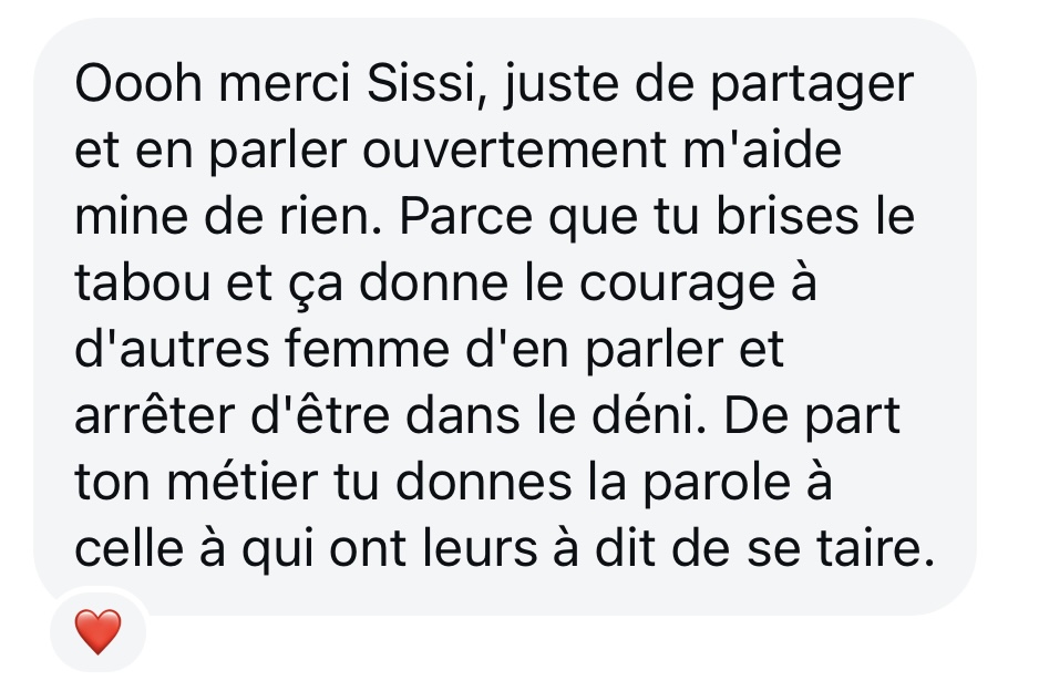 message d'une cliente